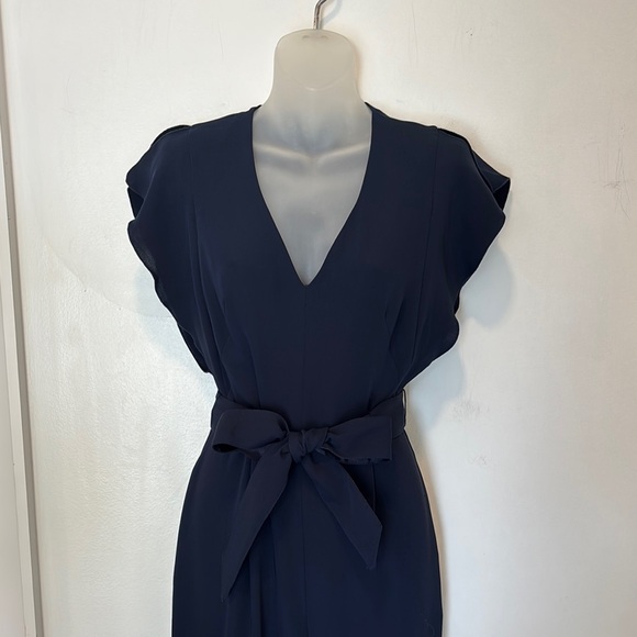 Eliza J Navy Pants Jumpsuit Zip Back Split Sleeve Size 2 - Picture 4 of 8